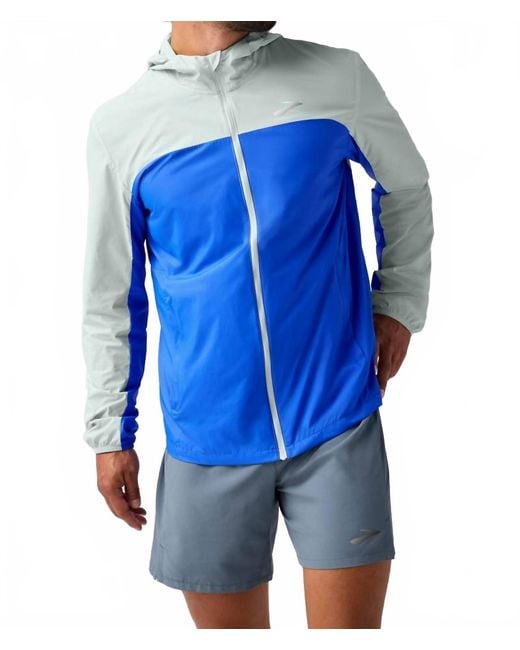 Brooks Blue Canopy Packable Jacket for men