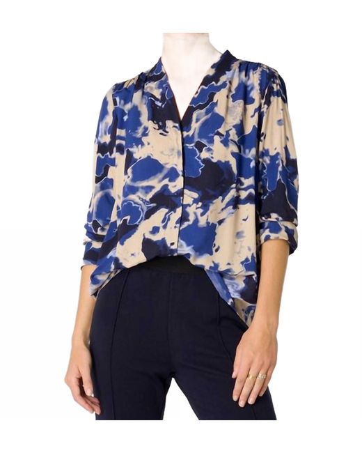 YEST Blue Shereen Patterned Blouse
