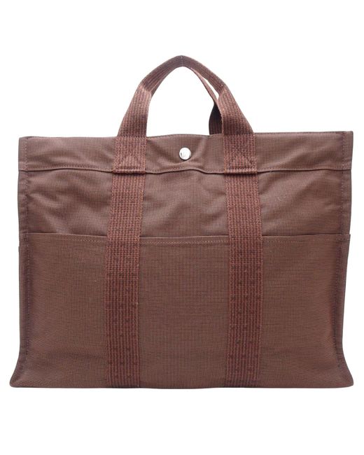Hermès Brown Herline Canvas Tote Bag (pre-owned)