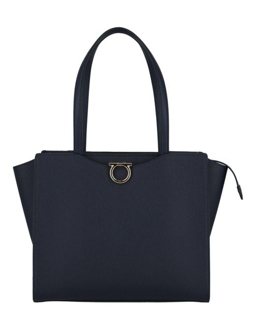 Ferragamo Blue Gemini Leather Shoulder Bag