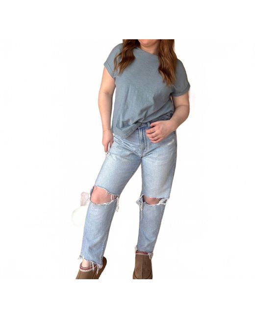 Zenana Blue Round Neck Basic Short Sleeve Top