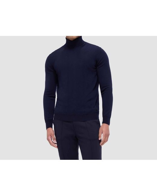 Bugatchi Blue Wool Turtleneck Sweater for men