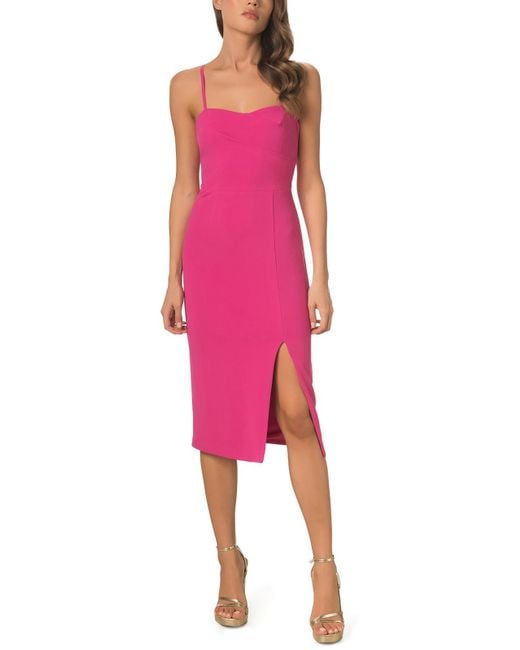 Dress the Population Pink Fitted Midi Bodycon Dress