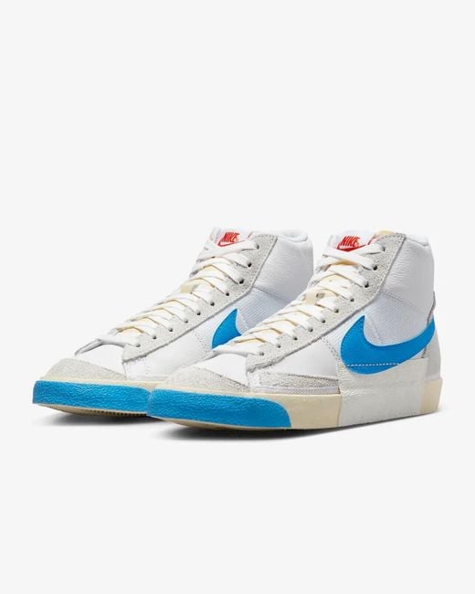 Nike Blazer Mid Pro Club Dq7673-102 White/beach/blue Sneaker Shoes Ank579 for men