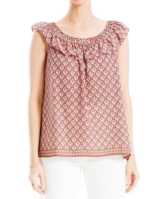 Max Studio Pink Flutter Sleeve Top