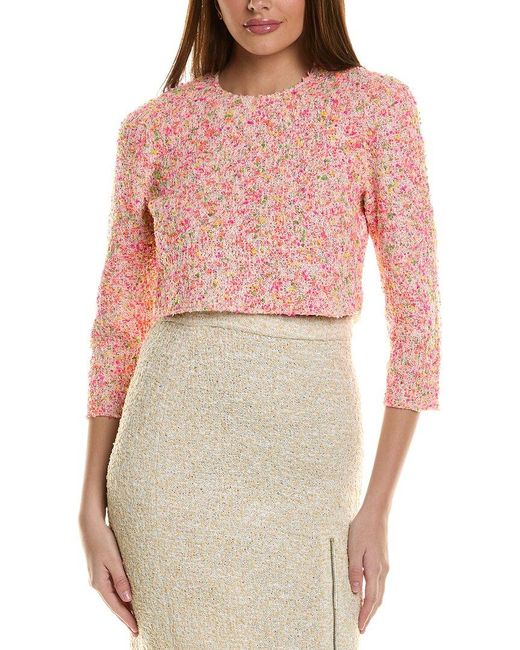 St. John Pink Tweed Top