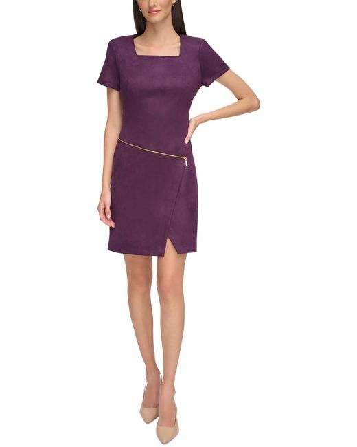 Calvin Klein Purple Faux Suede Sheath Dress