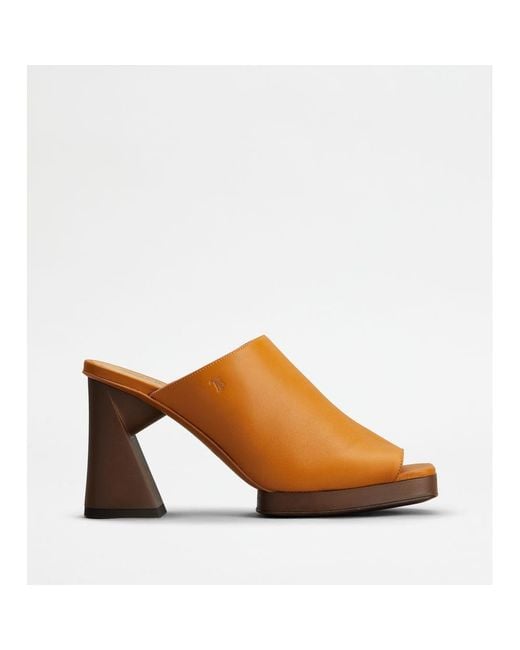 Tod's Brown Platform Mules