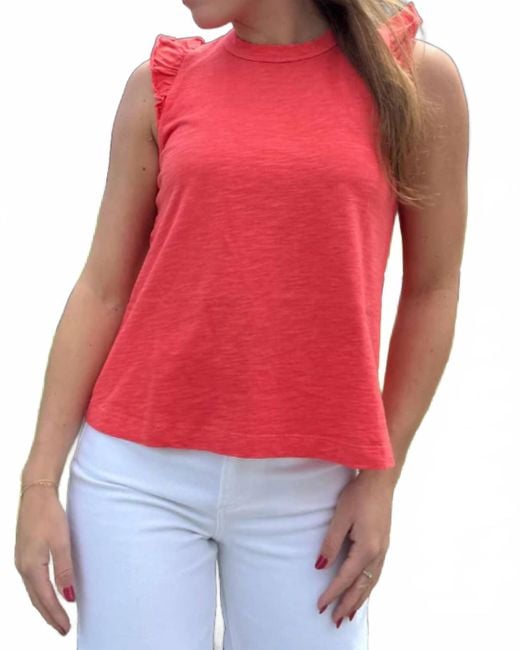 Sundry Red Solid Ruffle Cami