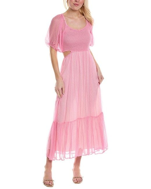 Saltwater Luxe Pink Smocked Midi Dress