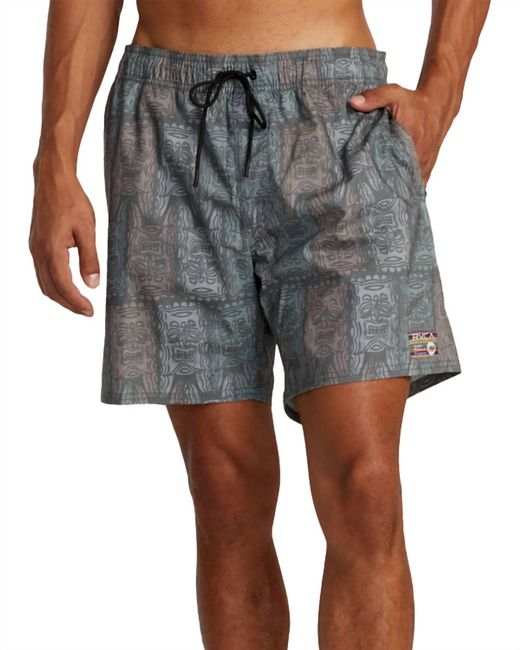 RVCA Gray Oblow Tapa Elastic Short for men