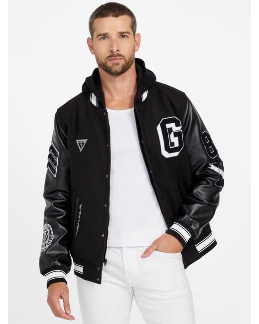 Guess Black Lark Varsity Jacket for men