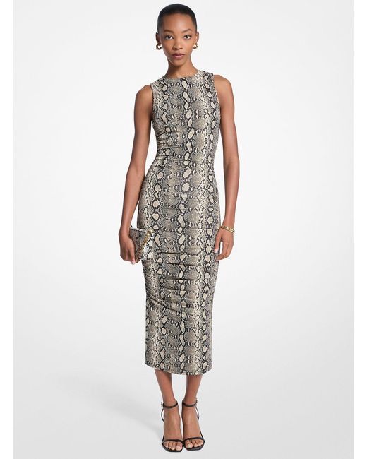 beige snake print dress Gorgeous Grand Entrance Snake Print Dress in Brown – Impressions Online  Boutique main image 0