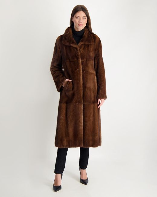 Gorski Brown Mink Coat With Stand Collar