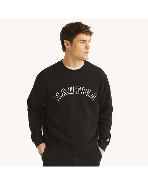 Nautica Men's Black Fleece Crewneck Sweatshirt