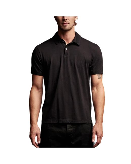 James Perse Black Sueded Jersey Polo Shirt for men
