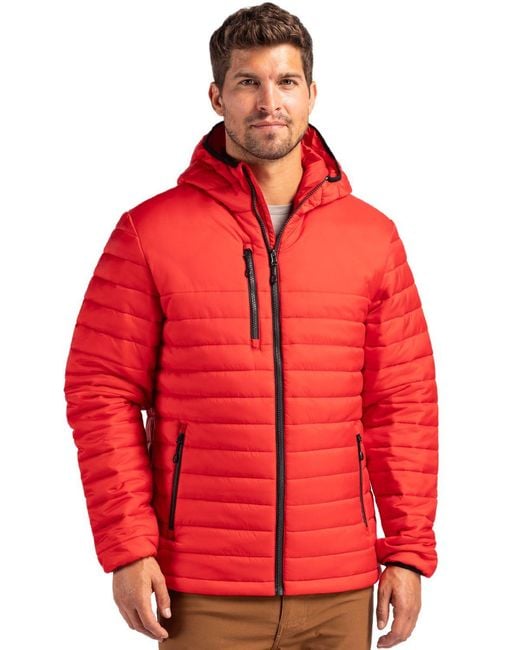 Clique Red Valhalla Full Zip Puffer Jacket for men
