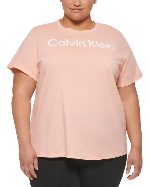 Calvin Klein Pink Plus Logo Crewneck Shirts & Tops