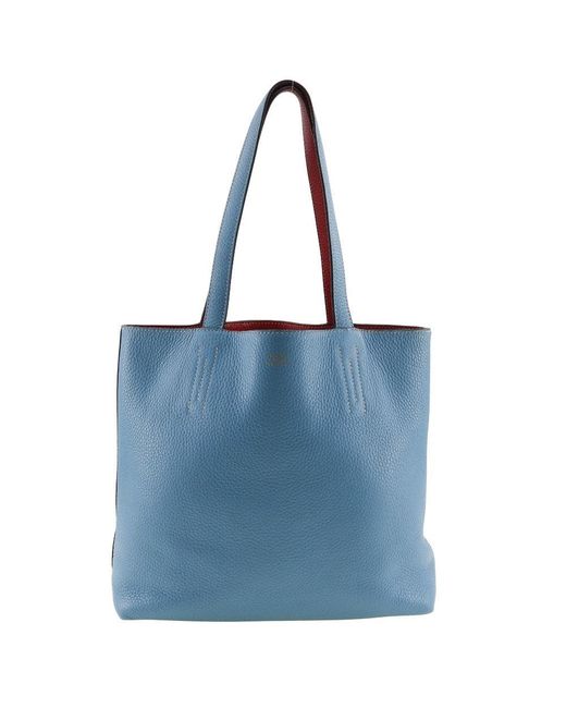 Hermès Blue Double Sens Leather Tote Bag (pre-owned)