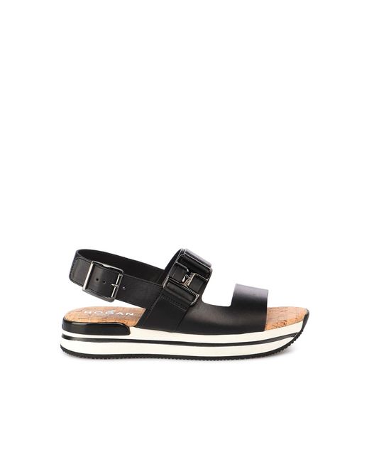 Hogan Black H257 Leather Sandals