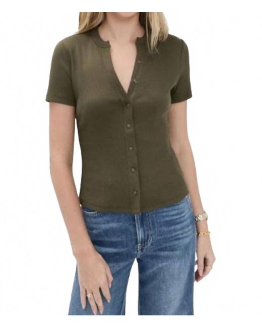 Veronica Beard Green Dilia Button Down Tee