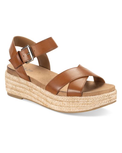 Style & Co. Brown Emberr Faux Leather Slingback Flatform Sandals