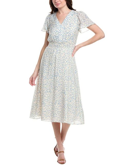 Vince Camuto White Flutter Sleeve Midi Dress