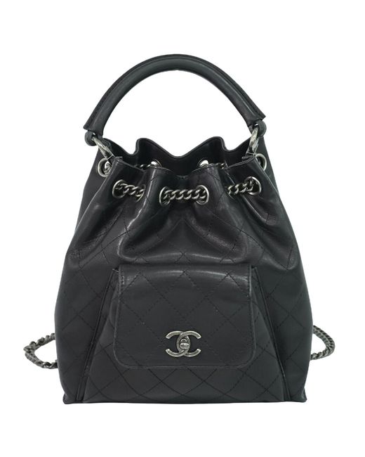 Chanel Black Matelassé Leather Backpack Bag (pre-owned)