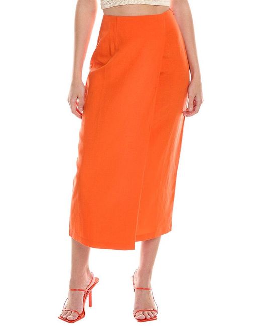 Mara Hoffman Orange Sunja Linen-blend Midi Skirt