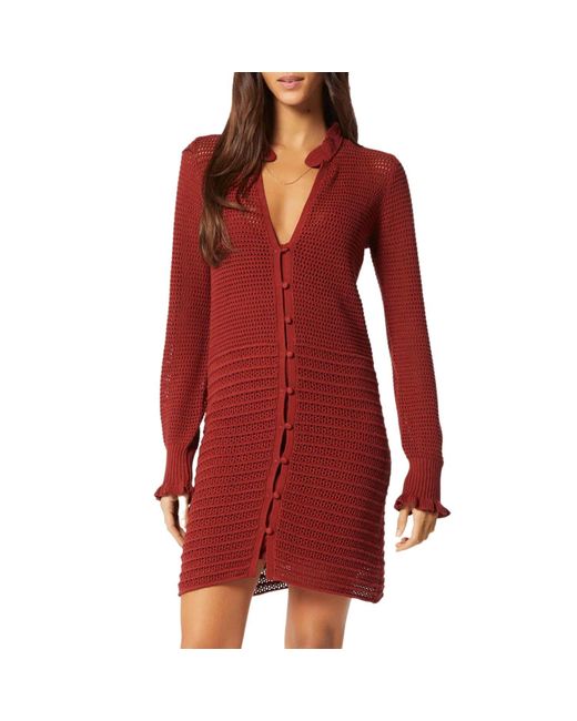 Joie Red Torrens Cotton Sweater Dress