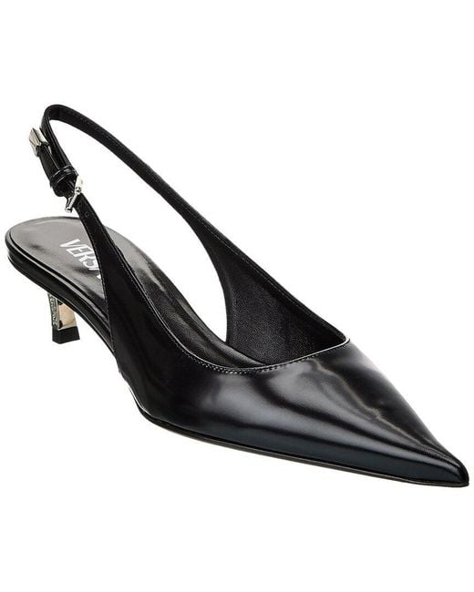 Versace Black Pin-Point Leather Pump