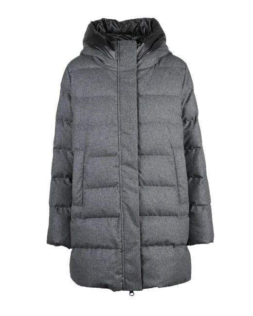 Hox Gray Quilted Wool-Blend Down Jacket