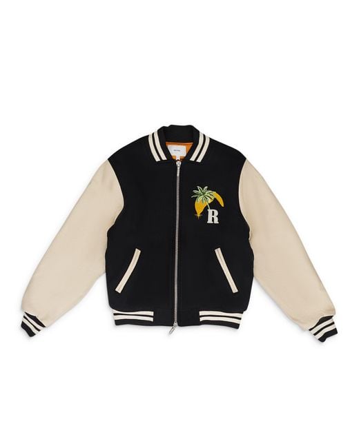 Rhude Blue Cream Gp Varsity Jacket for men