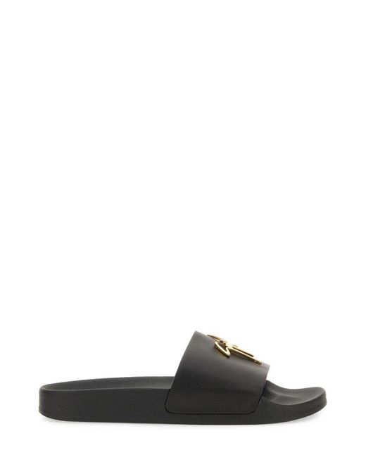 Giuseppe Zanotti Black Brett Slide Sandal With Logo for men