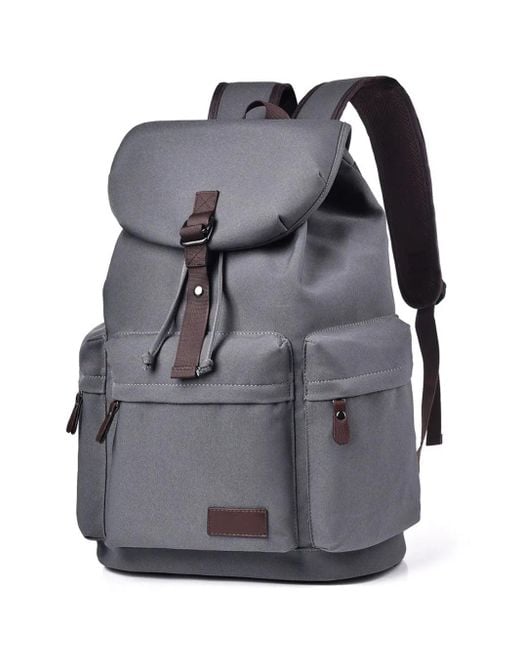 TRUEDAMES Gray Multi Pockets Adjustable Strap Canvas Backpack Bag