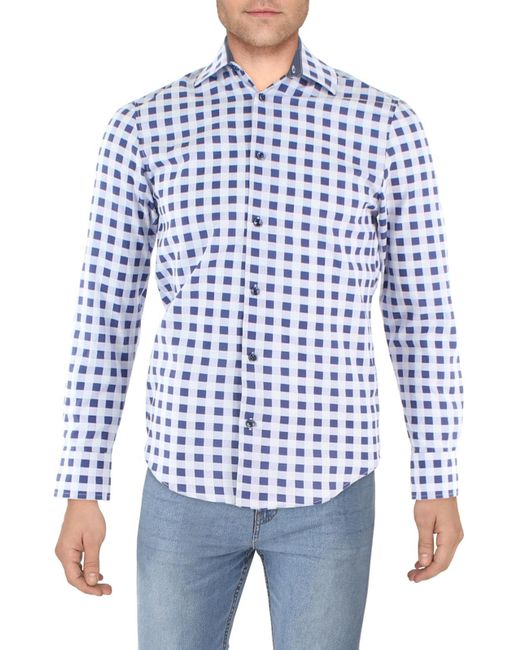 Con.struct Blue Slim Fit Performance Button-down Shirt for men