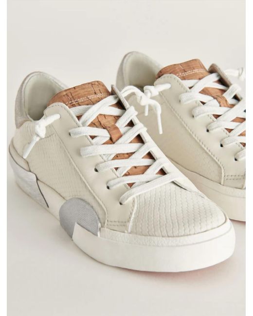 Dolce Vita Zina Sneaker In White/natural Embossed Leather