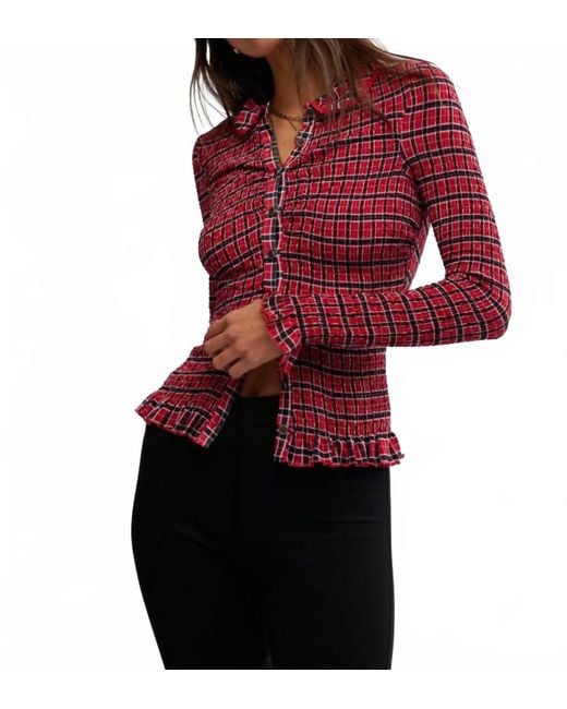Free People Red Caught A Feeling Blouse