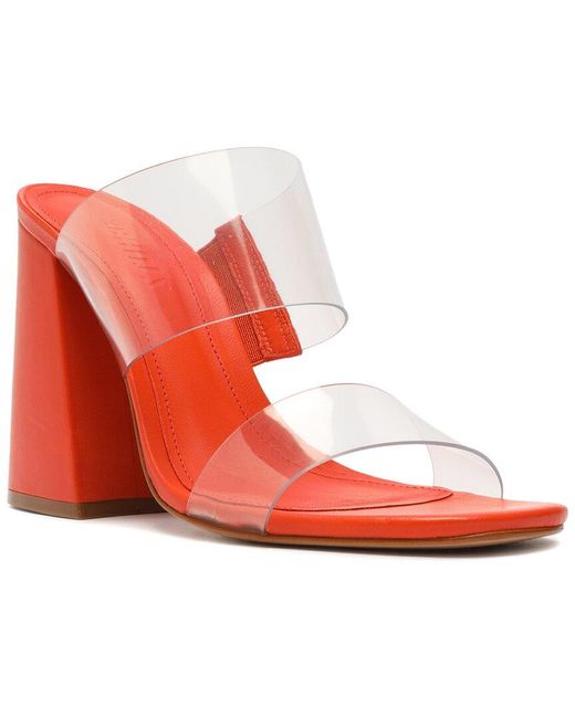 SCHUTZ SHOES Red Victorie High Block Leather-trim Sandal