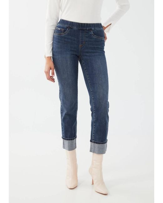 Fdj Blue Pull-On Straight Ankle Jean