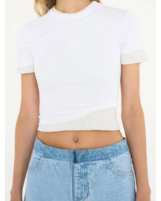 Christopher Esber White Sheer Overlay Loophole Ribbed Baby Tee