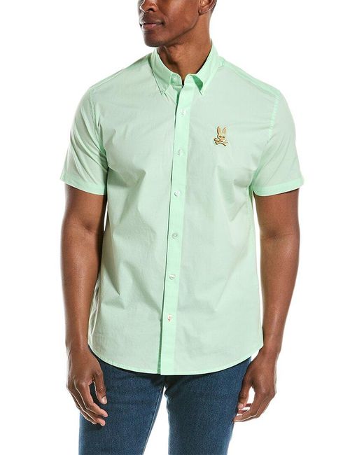 Psycho Bunny Green Embroidered Logo Shirt for men