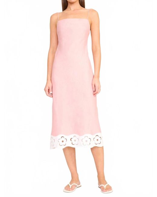 Staud Pink Palo Linen Midi Dress