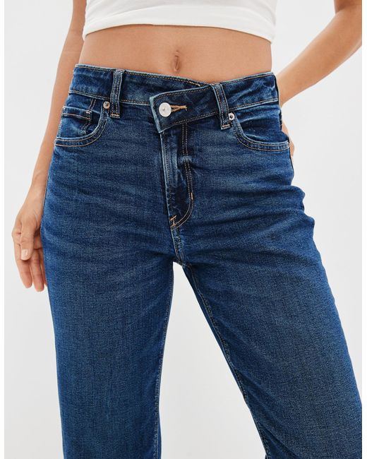 American Eagle Outfitters Blue Ae Stretch Mom Straight Jean