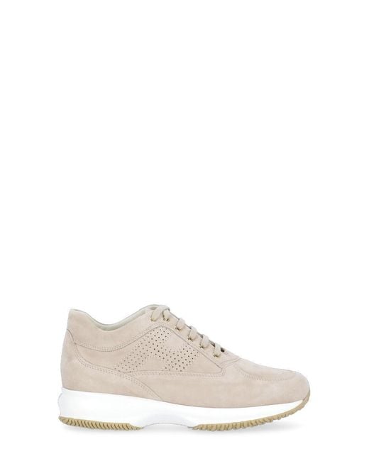 Hogan White Interactive Suede Perforated Sneakers