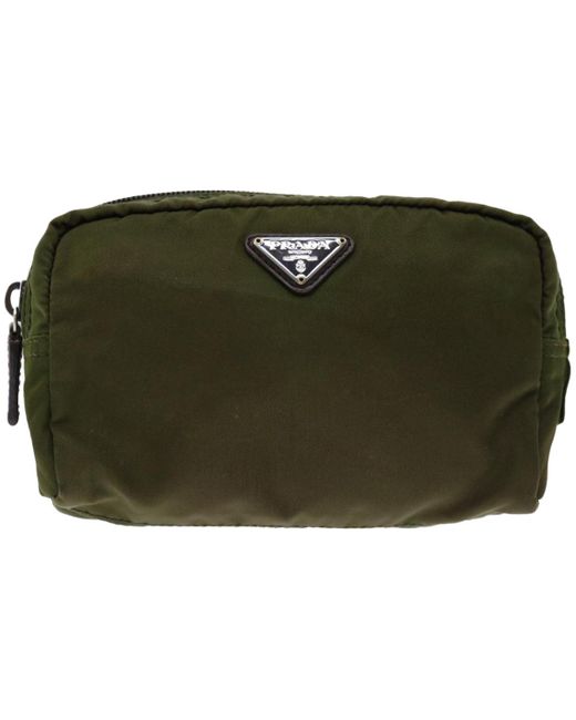 Prada Green Saffiano Synthetic Clutch Bag (pre-owned)