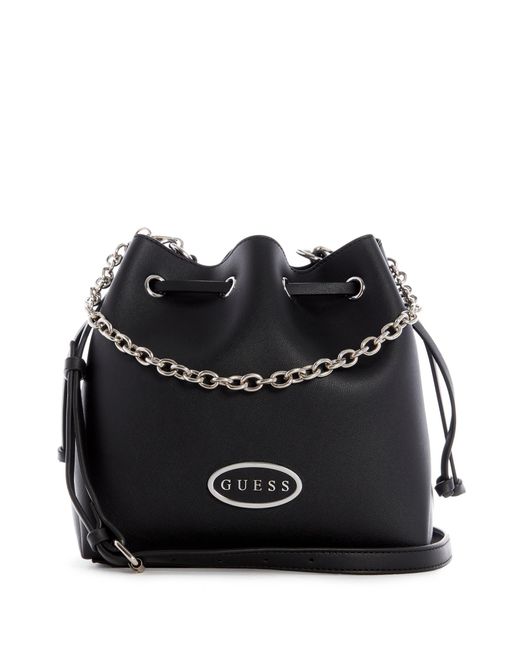 Guess Factory Dearborn Drawstring Bucket Bag in Black | Lyst