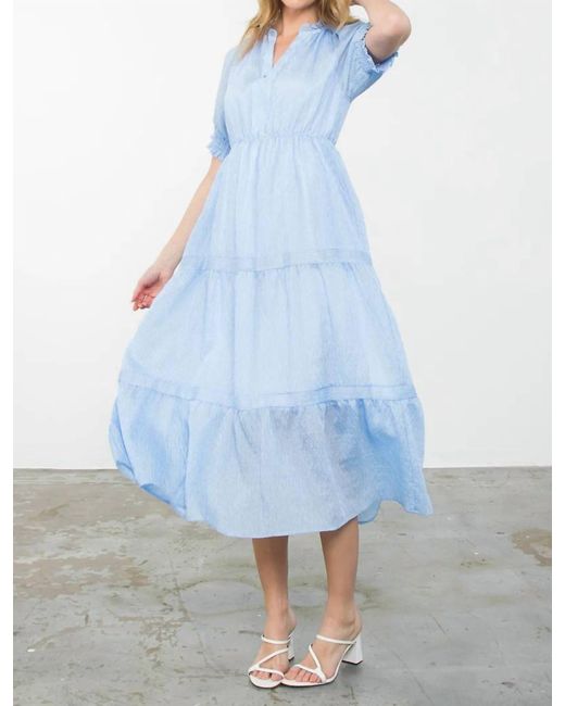 Thml Blue Stripe Tiered Maxi Dress