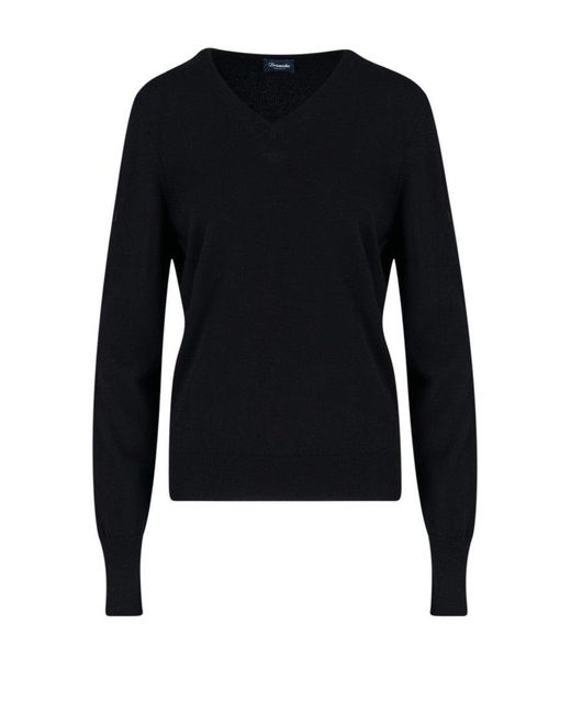 Drumohr Blue V-Neck Sweater for men