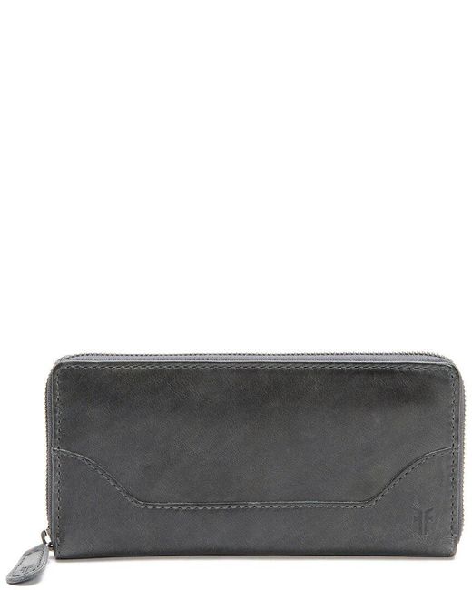 Frye Gray Melissa Zip Leather Wallet